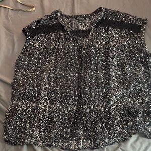 Lucky Brand Black and White Speckled Blouse
